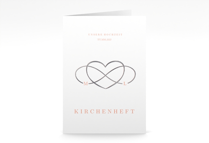 Kirchenheft Hochzeit Infinity A5 Klappkarte hoch apricot silber