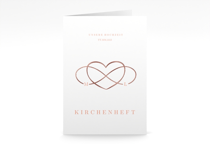 Kirchenheft Hochzeit Infinity A5 Klappkarte hoch apricot rosegold