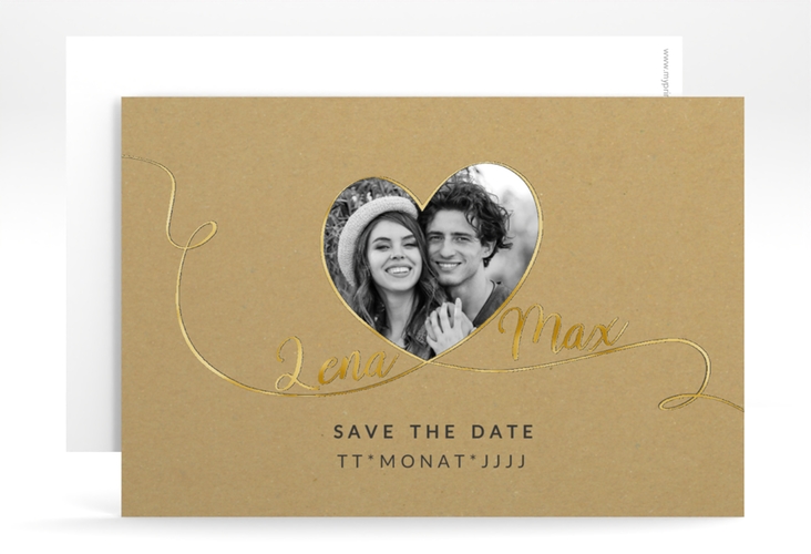 Save the Date-Karte Herzensbund A6 Karte quer schwarz gold