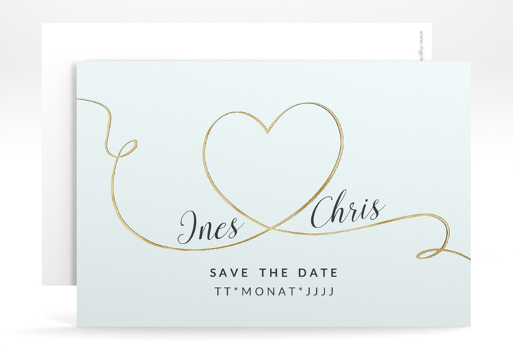 Save the Date-Karte Hochzeit Dolce A6 Karte quer tuerkis gold