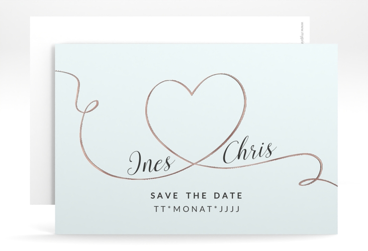 Save the Date-Karte Hochzeit Dolce A6 Karte quer tuerkis rosegold