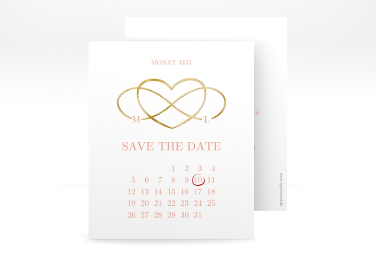 Save the Date-Kalenderblatt Infinity Kalenderblatt-Karte apricot gold