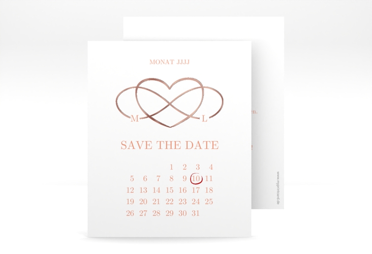 Save the Date-Kalenderblatt Infinity Kalenderblatt-Karte apricot rosegold