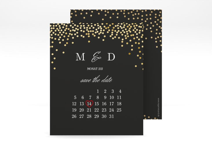 Save the Date-Kalenderblatt Glitter Kalenderblatt-Karte schwarz gold