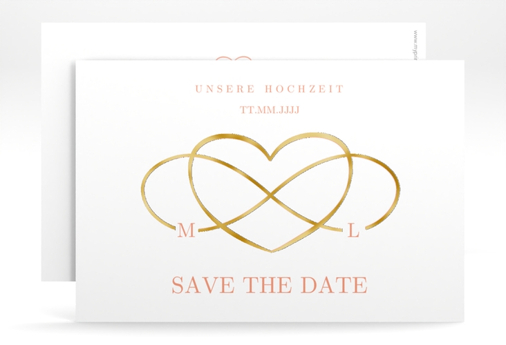 Save the Date-Karte Infinity A6 Karte quer apricot gold