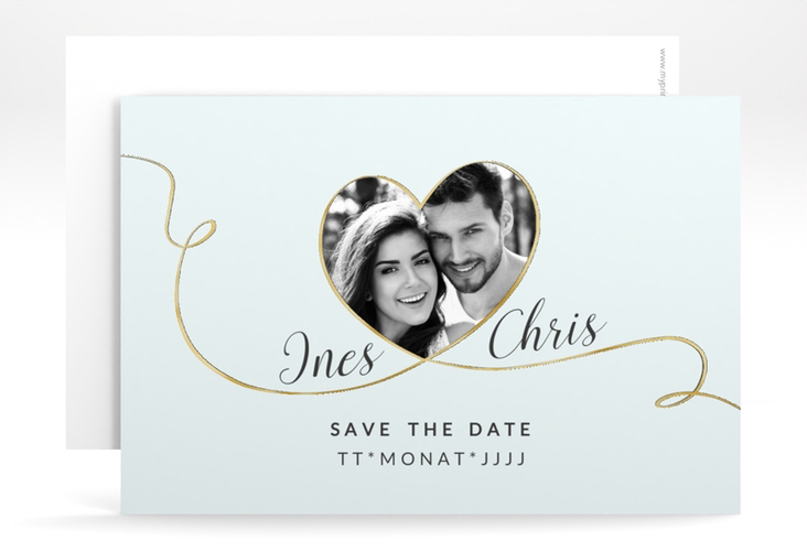 Save the Date-Karte Hochzeit Dolce A6 Karte quer tuerkis gold