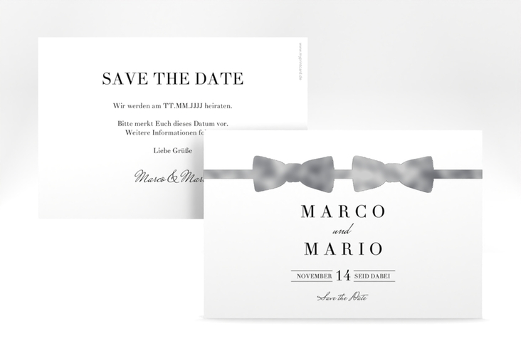 Save the Date-Karte Suits A6 Karte quer schwarz silber