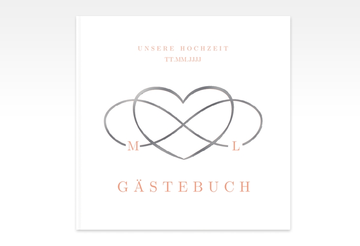 Gästebuch Creation Hochzeit Infinity 20 x 20 cm, Hardcover apricot silber