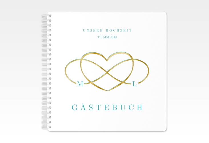 Gästebuch Hochzeit Infinity Ringbindung tuerkis gold