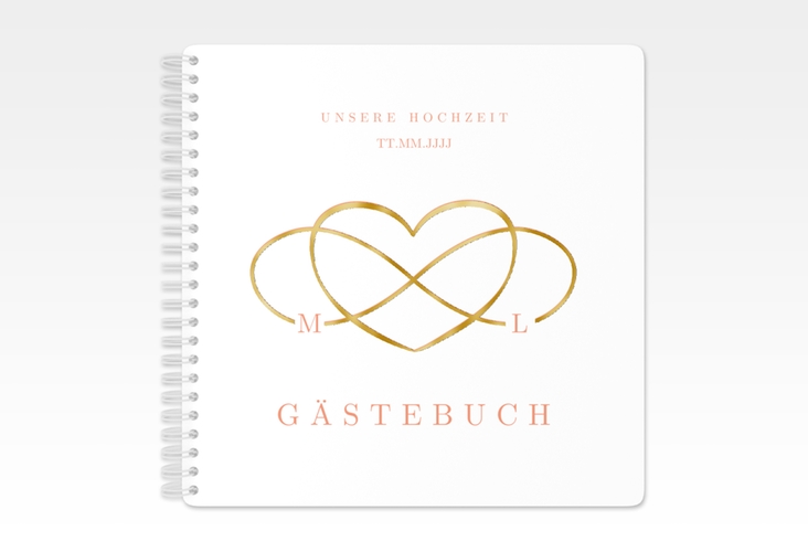 Gästebuch Hochzeit Infinity Ringbindung apricot gold