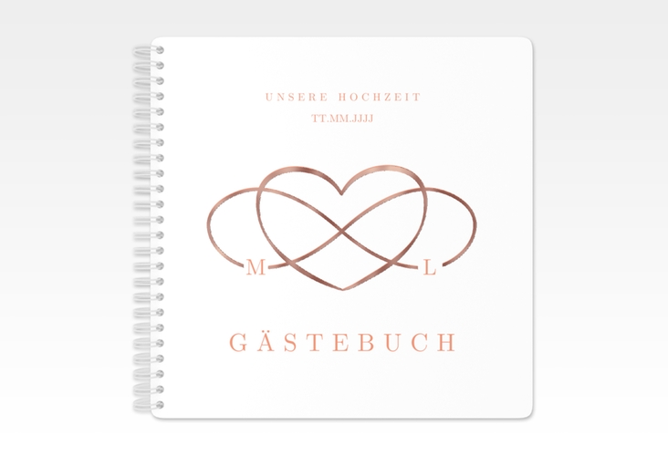 Gästebuch Hochzeit Infinity Ringbindung apricot rosegold