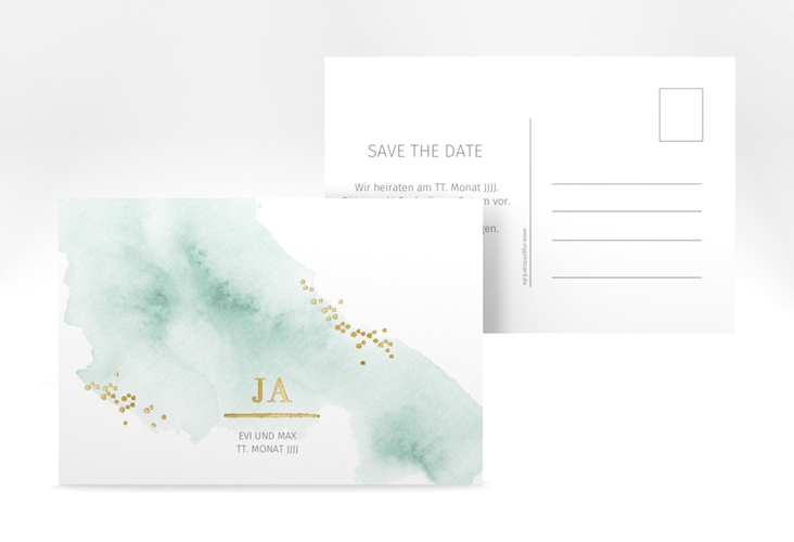 Save the Date-Postkarte Pastell A6 Postkarte mint gold