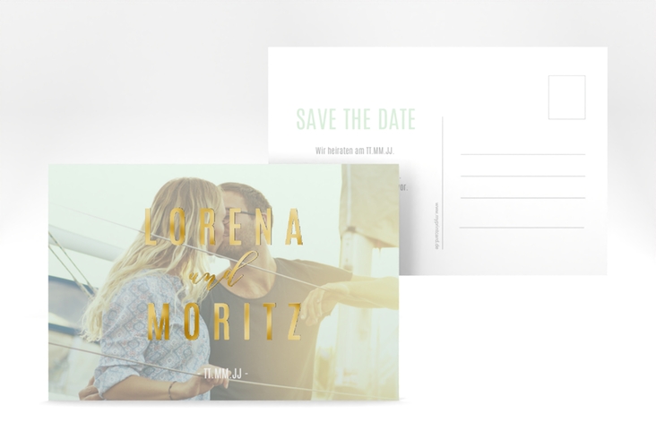 Save the Date-Postkarte Memory A6 Postkarte mint gold