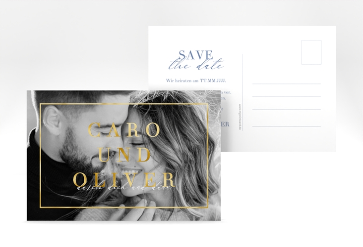 Save the Date-Postkarte Moment A6 Postkarte blau gold