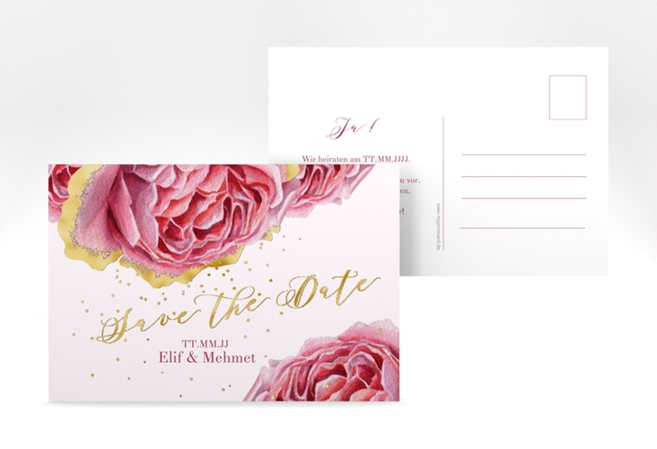 Save the Date-Postkarte Cherie A6 Postkarte gold gold