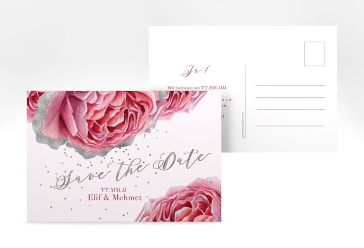 Save the Date-Postkarte Cherie A6 Postkarte gold silber