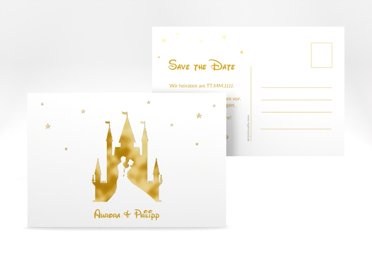 Save the Date-Postkarte Castle A6 Postkarte gold gold