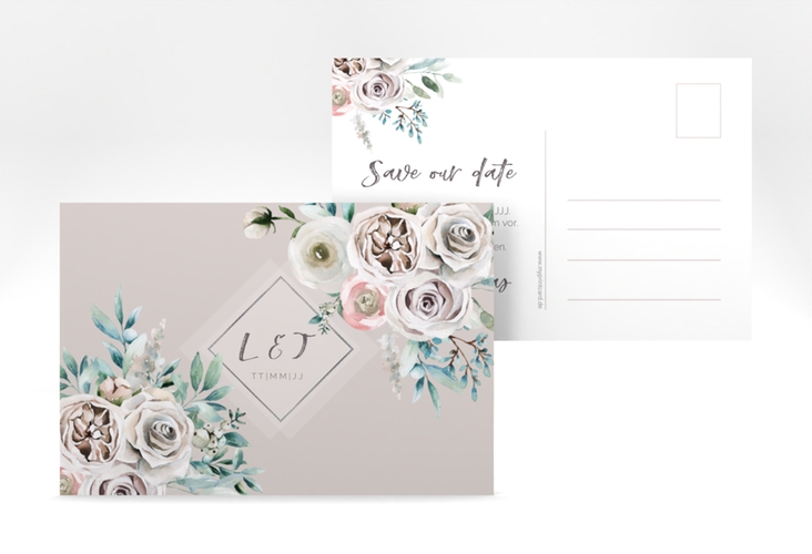 Save the Date-Postkarte Romance A6 Postkarte rosa silber