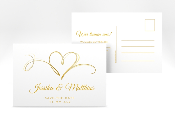 Save the Date-Postkarte Envie A6 Postkarte gold gold