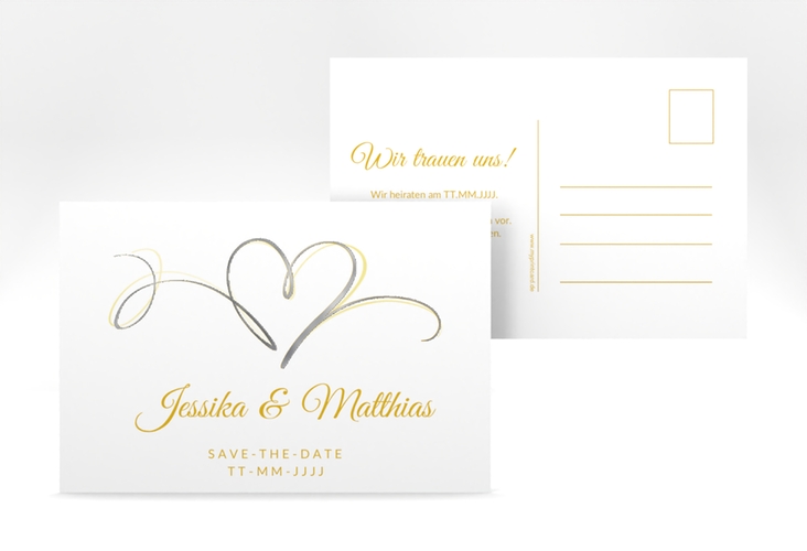 Save the Date-Postkarte Envie A6 Postkarte gold silber