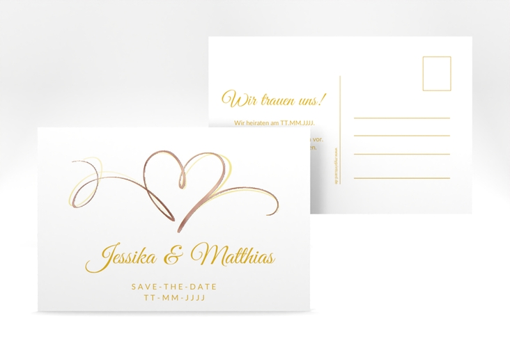 Save the Date-Postkarte Envie A6 Postkarte gold rosegold