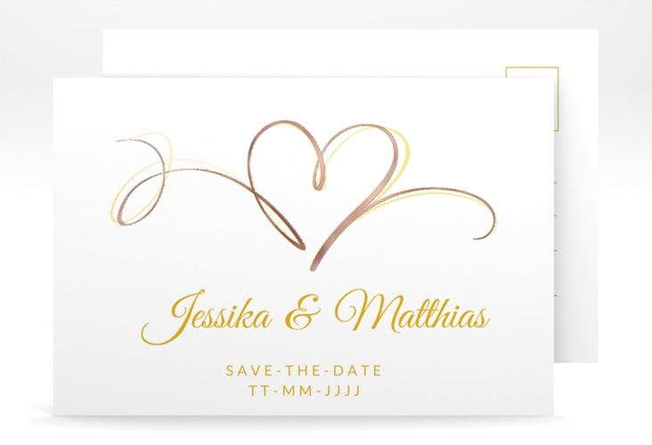 Save the Date-Postkarte Envie A6 Postkarte gold rosegold