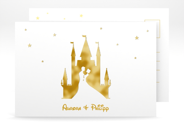 Save the Date-Postkarte Castle A6 Postkarte gold gold