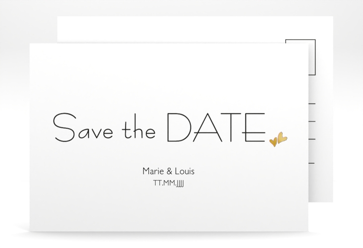 Save the Date-Postkarte Twohearts A6 Postkarte pink gold