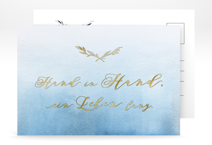 Save the Date-Postkarte Divine A6 Postkarte blau gold