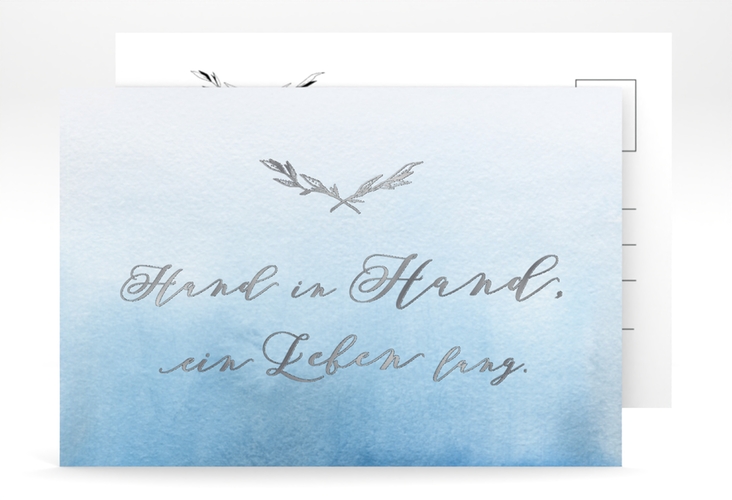 Save the Date-Postkarte Divine A6 Postkarte blau silber