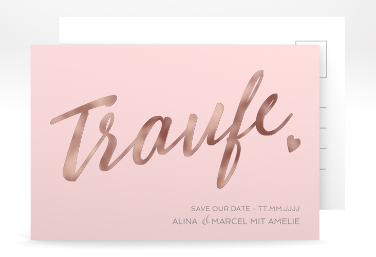 Save the Date-Postkarte Traufe A6 Postkarte rosa rosegold