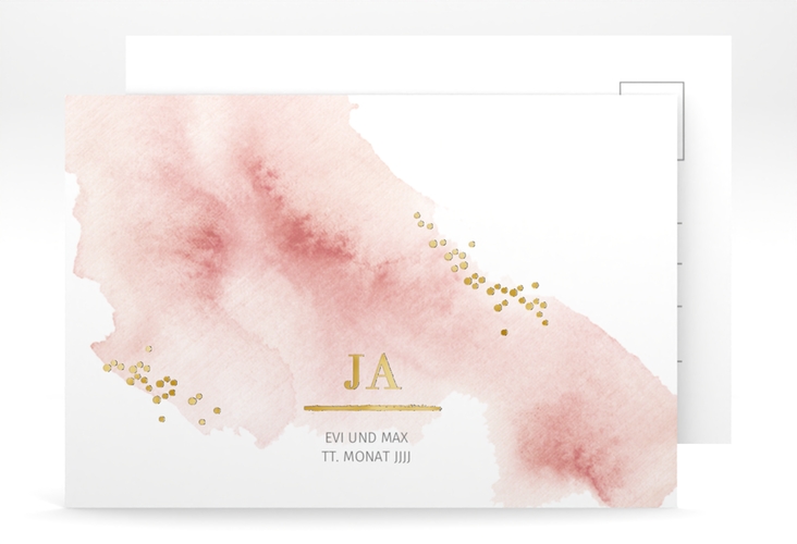 Save the Date-Postkarte Pastell A6 Postkarte rosa gold