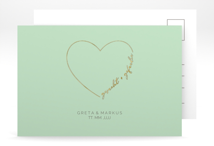 Save the Date-Postkarte Lebenstraum A6 Postkarte mint gold