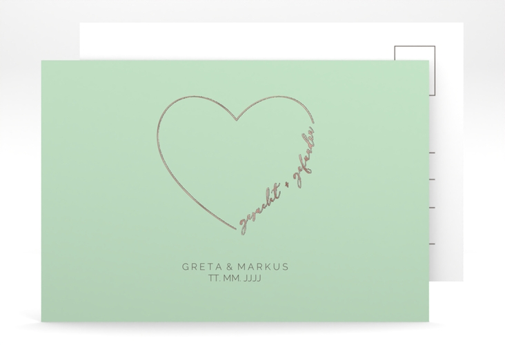 Save the Date-Postkarte Lebenstraum A6 Postkarte mint rosegold