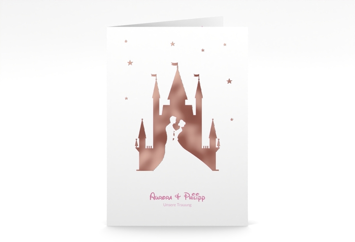 Kirchenheft Hochzeit Castle A5 Klappkarte hoch rosa rosegold