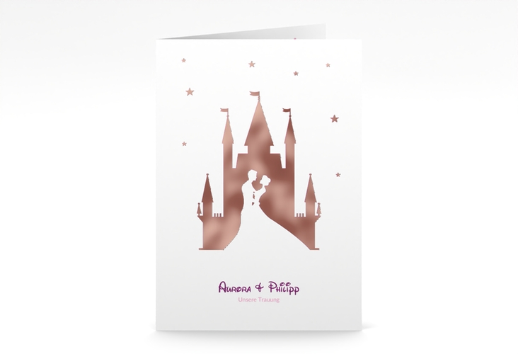 Kirchenheft Hochzeit Castle A5 Klappkarte hoch pink rosegold