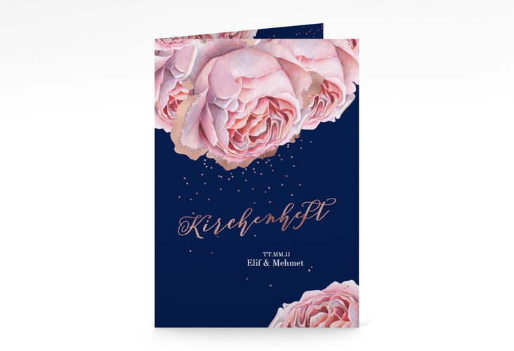 Kirchenheft Hochzeit Cherie A5 Klappkarte hoch rosa rosegold