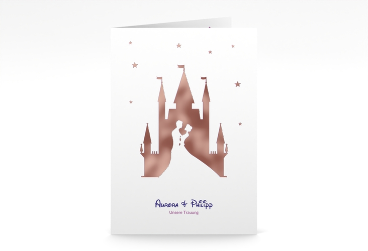 Kirchenheft Hochzeit Castle A5 Klappkarte hoch lila rosegold