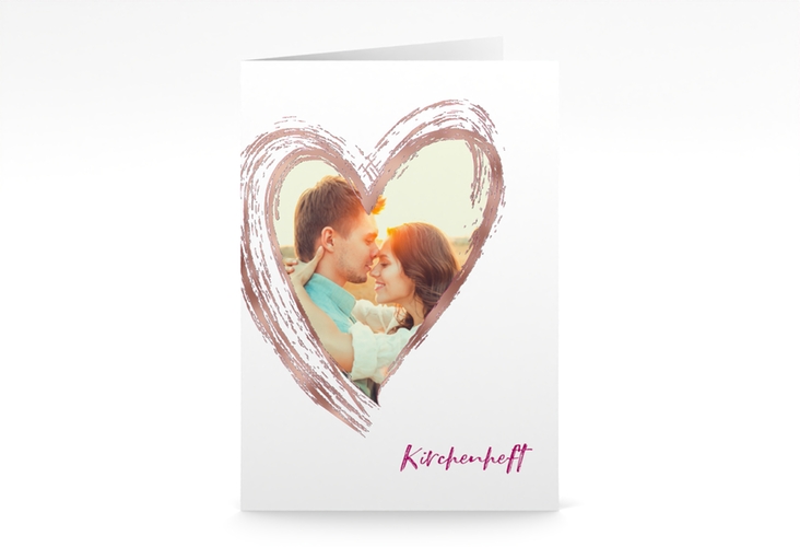 Kirchenheft Hochzeit Liebe A5 Klappkarte hoch pink rosegold