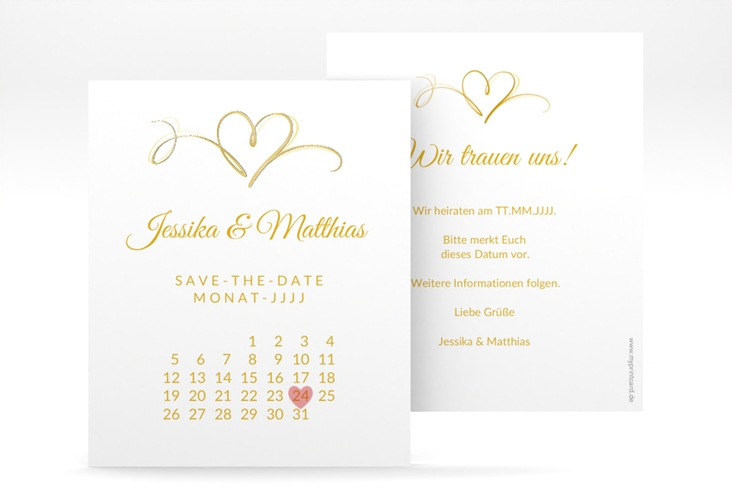 Save the Date-Kalenderblatt Envie Kalenderblatt-Karte gold gold