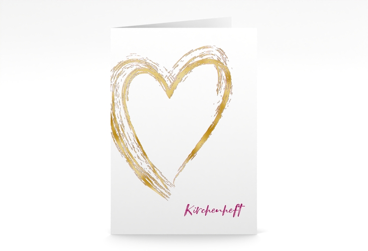 Kirchenheft Hochzeit Liebe A5 Klappkarte hoch pink gold