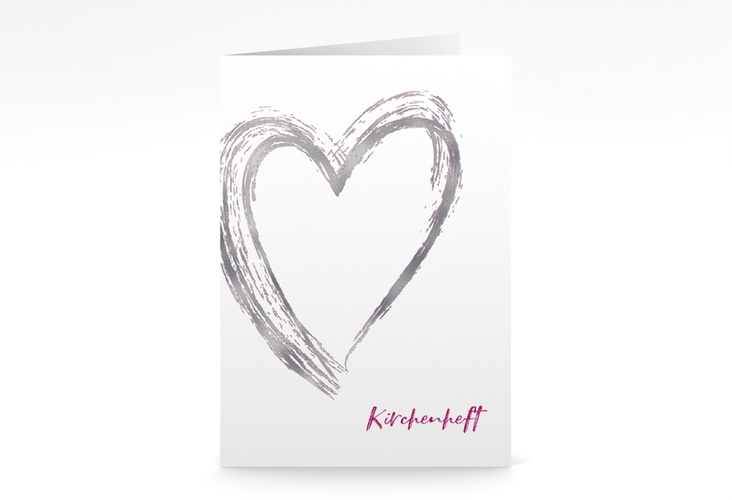 Kirchenheft Hochzeit Liebe A5 Klappkarte hoch pink silber