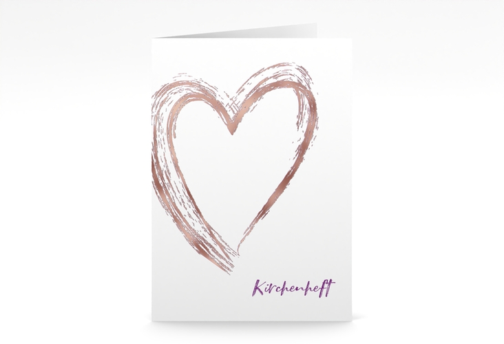 Kirchenheft Hochzeit Liebe A5 Klappkarte hoch lila rosegold