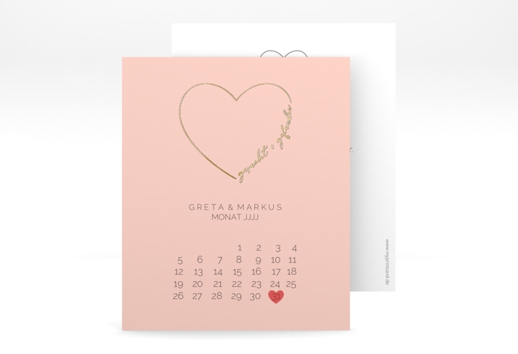 Save the Date-Kalenderblatt Lebenstraum Kalenderblatt-Karte rosa gold