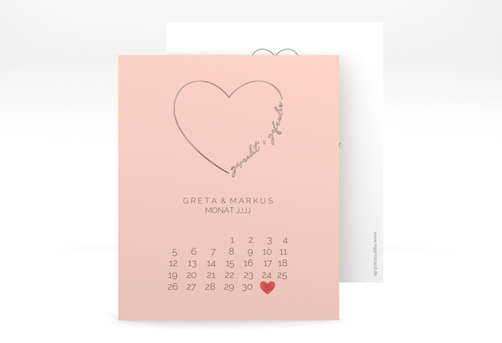 Save the Date-Kalenderblatt Lebenstraum Kalenderblatt-Karte rosa rosegold