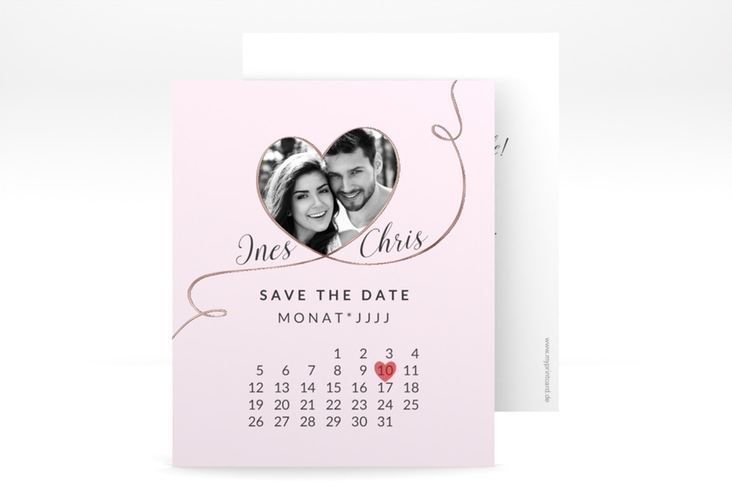 Save the Date-Kalenderblatt Dolce Kalenderblatt-Karte rosa rosegold