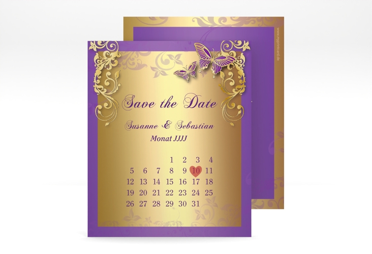 Save the Date-Kalenderblatt Toulouse Kalenderblatt-Karte lila gold