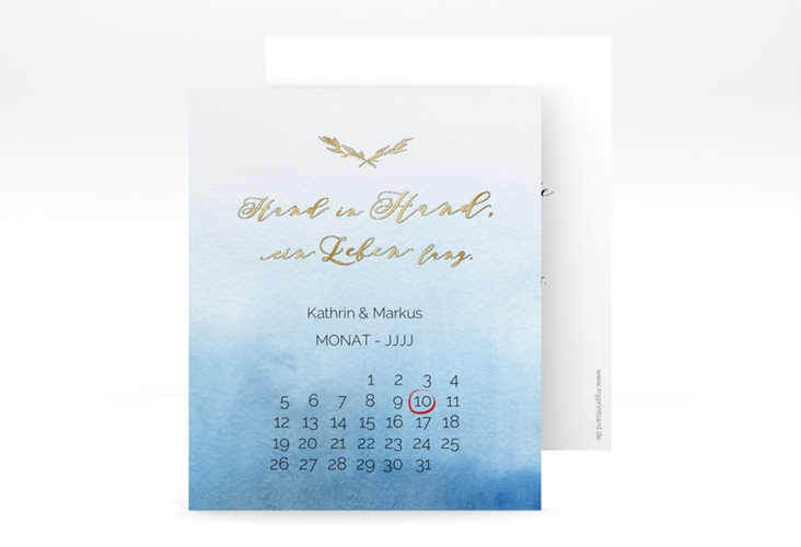 Save the Date-Kalenderblatt Divine Kalenderblatt-Karte blau gold