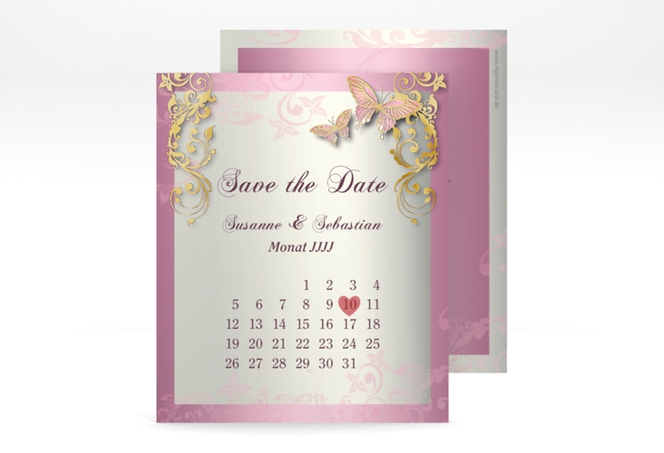 Save the Date-Kalenderblatt Toulouse Kalenderblatt-Karte rosa gold