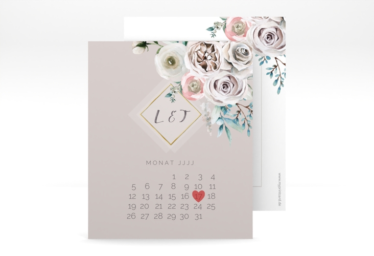 Save the Date-Kalenderblatt Romance Kalenderblatt-Karte rosa gold